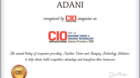 ADANI COMPANY RECOGNIZED BY THE LEADING COMPANY FOR DEVELOPMENT OF SOLUTIONS FOR MACHINING AND PROCESSING DIGITAL IMAGES
